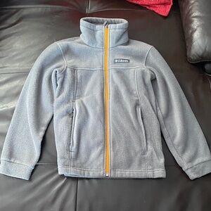 Columbia Light Gray Fleece Jacket with Bright Orange Zipper EUC kids size small